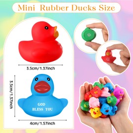 Lunmon 100 Pcs Jesus Rubber Ducks in Bulk 1.38 Inch Religious Rubber Duckies Bible Verse Mini Ducks Easter Mardi Gras Multicolor Bath Toy Jesus Gifts for Church Events Religious(Bible)