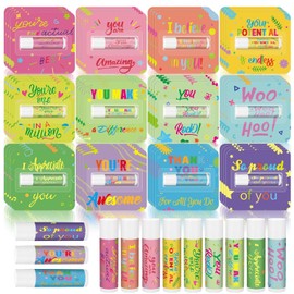 12 piezas de regalos de agradecimiento para empleados y maestros, en bálsamos labiales a granel, regalo inspirador, You're Balm Team, Thank You, bálsamo labial tamaño de viaje, motivacional para