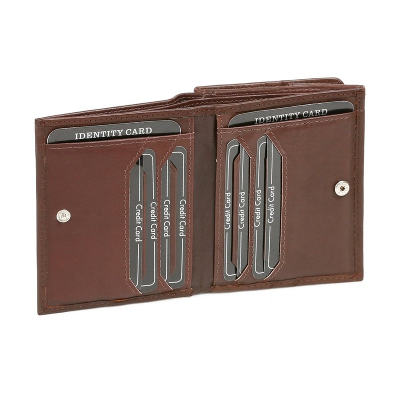 Leather Boxed Style wallet with large coin compartment LEAS, Genuine