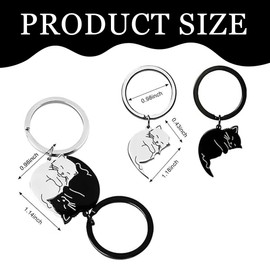 Key Ring, 1 Pair Key Ring, Couples Keyring, Stainless Steel, Puzzle Cat Key Ring, Keychain Friendship Gifts for Men and Women