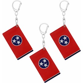 Llavero de bandera de Tennessee, cadena acrílica de doble cara, con forma de D, banderas de Tennesseen, llaveros de coche estilo hombre y mujer, decoración (3 piezas), Varios colores, 2 x 1.2