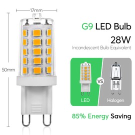 Belns Melns G9 LED Bulbs Dimmable Warm White 2700K, 3.5W 320LM SMD LED G9 Capsule Bulbs, 28W G9 Halogen Bulb Replacement Flicker Free Dimmable - Pack of 5