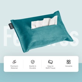 pack all Car Tissue Holder, Premium Microsuede Sun Visor Napkin Holder for Car, Universal Mask Holder Dispenser, Wipes Case for Car Backseat, Car Tissue Box for Vehicle Accessories (Lake Blue)