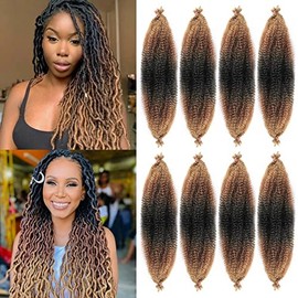 8 Packs Marley Twist Braiding Hair Pre-Stretched Springy Afro Twist Hair 24 Inch for Soft Locs Crochet Hair Synthetic Protective Spring Twist Hair Extensions For Black Women.(24inch, 1B/30/27)