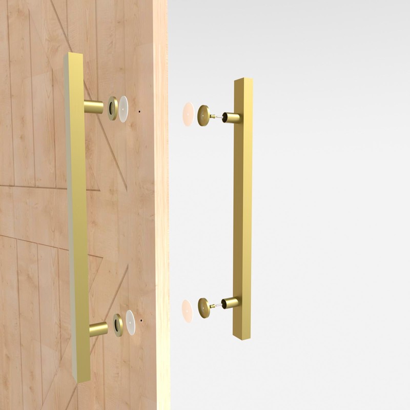 LVYIHAN Titanium Gold Square Barn Door Handles 12"/16"/18"/24"/36"/48"/59'', Pull Push