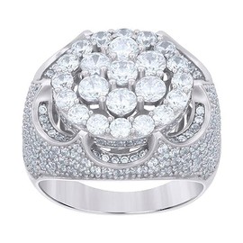 JewelryWeb 925 Sterling Silver Mens CZ Cubic Zirconia Simulated Diamond Fashion Ring Size 8 - Ring for Men