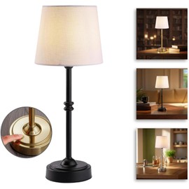 PRIDOLA Wireless Table Lamp - Rechargeable LED Desk Lamp with Dimmer, 3 Brightness Levels, Swedish Design for Home, LED Light Bulb Included, for Office, Kitchen or Bedroom (Black)