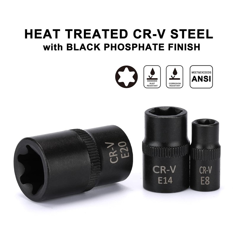 Mayouko 107-Piece Bit Socket Set, 1/4", 3/8" and 1/2" Drive,