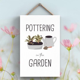 Global Designs Pottering Garden Theme Gift Idea Hanging Plaque