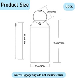 JEYORZY Pack of 6 Large Luggage Tags for Cruises, 19 x 9 cm Cruise Luggage Tags with Stainless Steel Loop Transparent Luggage Tags Luggage Tags for Cruises