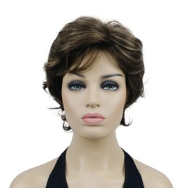 Lydell Short Hair Wigs for Women with Bangs Brown Curly Short Woman Wig