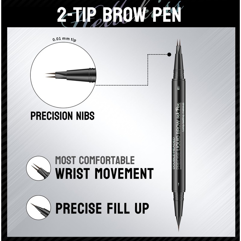 Eyebrow Pencil Dark Brown, Smudge-proof Eyebrow Pencil with 2 Fork