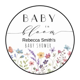 PartyMommy Baby in Bloom Baby Shower Stickers Favors Labels tags 2.5" (12) Wildflowers