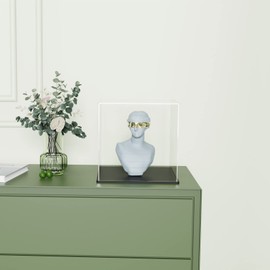 HOPEME Display Case 6x6x6 Inch, Acrylic Display Box for Collectibles, Dustproof Acrylic Display Case with Lid and Matt Black Base for Models and Action Figures