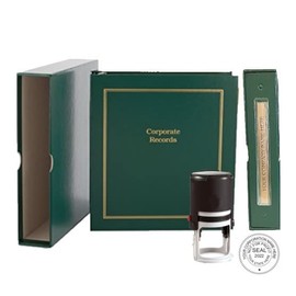 Not for Profit Kit (Green) - Binder, Slipcase, Membership Certificates, Index Tabs & Black R-542 Self-Inking NPF Seal Stamp
