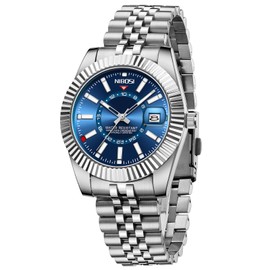 NIBOSI Watches for Men Analog Quartz Stainless Steel Dial Silver Strap with Date Waterproof Business Classic Luxury Dress Mens Wrist Watches