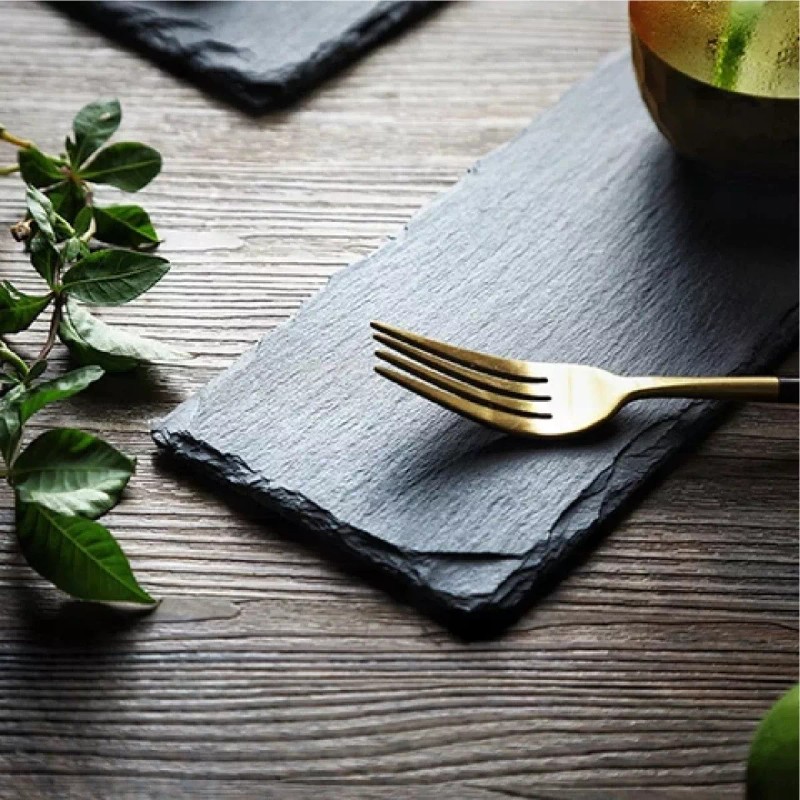 Vencort 6 Platos Para Comida Pizarra Piedra Rectangular 30x10cm