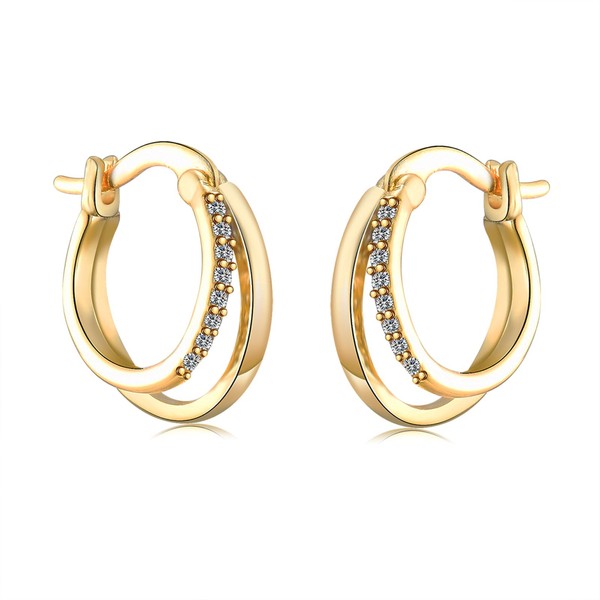 Silver Hoop Earrings for Women Girls, Dainty Gold Plated Double