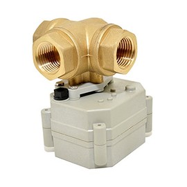 HSH-Flo 1/2" 3/4" 1" 3 Way 12V/24VAC/DC 110V/230VAC Brass L Port Electrical Motorized Ball Valve (110-230VAC, 3/4 Inch)