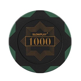 SLOWPLAY Nash Clay Poker Chips, 14 Grams Heavyweight Clay Composite, 40mm Large Chips in Bulk, Pack of 50 with Denomination of 1000