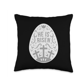 He Has Risen Easter Egg - Jesus Christ Resurrection Throw Pillow