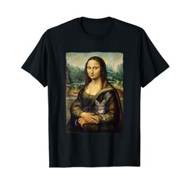 Mona Lisa Holding Grey Cat Portrait Art Painting T-Shirt for Men Women Kids