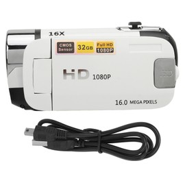 D90 1080P 16MP Digital Camera 2.4 Inch Rotatable Screen Camcorder 16X Zoom HD Video Recorder with Fill Light White