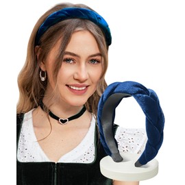 DIRNDLSTERN Women's Braided Costume Headband - Hair Accessories Headband Dirndl Velvet Oktoberfest Accessories Dark Blue
