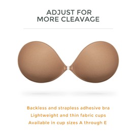 Wingslove Adhesive Bra Reusable Strapless Self Silicone Push-up Invisible Sticky Bras for Backless Dress (Camel,B)