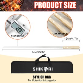 SHIKORI Kabob Skewers,BBQ Barbecue Skewers,Stainless Steel Sticks,23 Inch Heavy Duty Large Wide Reusable,with Nonslip Wooden-6 Pcs