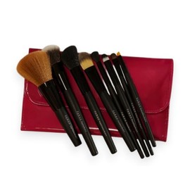 F.A.R.A.H® Elegant 8-Piece Face & Eye Makeup Brush Set – Vegan Bristles, Wooden Handles, Complete Brush Collection with Travel Pouch – Perfect for Blending, Contouring & Defining