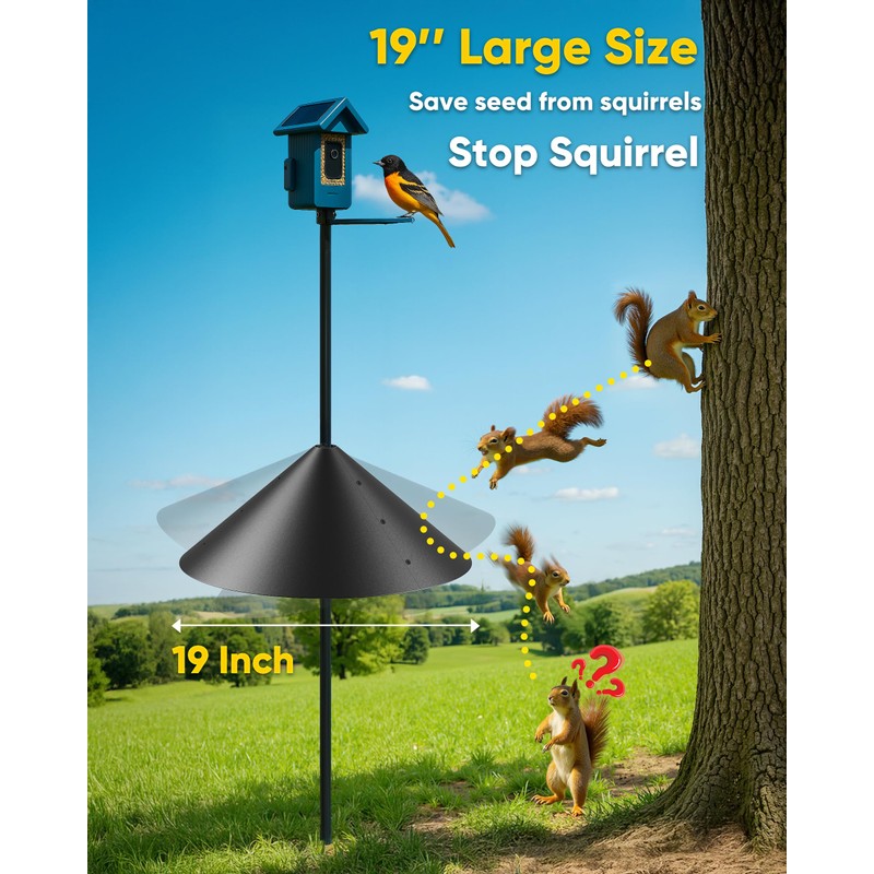19 Inch Metal Squirrel Baffle for Bird Feeder Pole, Squirrel