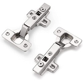 knobelite 5 Pair (10 Pcs) Clip On Full Overlay Frameless Furniture Cabinet Door Concealed Hinges Nickel Plated Cabinet Hardware