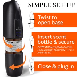 Plug-in Essential Oil Diffuser - Silent & Waterless Aromatherapy - Cold Air Diffusion, Wide Area Coverage up to 500 SqFt - Ideal for Home, Office, Spa (Plug-in Diffuser - Black)