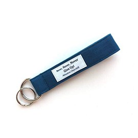 Keychain Wristlet - Fabric Key Lanyard - Never Give Up by Winston Churchill