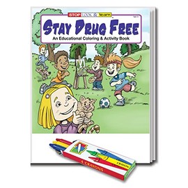 ZOCO - Stay Drug Free - Coloring Books (25 Bulk Pack, With Crayons) - Community Outreach, Anti-Drug Awareness Safety - Educational Games, Puzzles, Activities for Kids