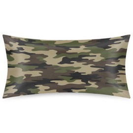 Camo Silky Satin Pillowcase for Hair & Skin, Bed Pillow Cases with Hidden Zipper Soft Breathable Pillow Covers for Sleeping King Size, 20x40in