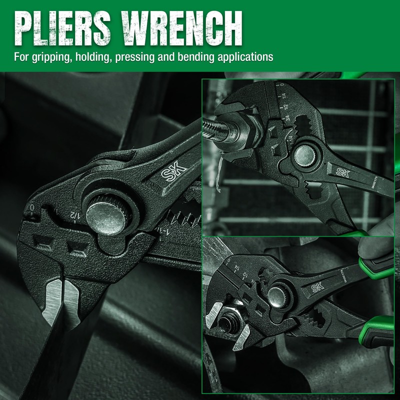 SK 7.5-inch Pliers Wrench, Premium CR-V Construction, Smooth Parallel Jaws