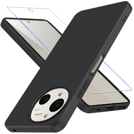 AQUOS R10 ケース ブラック ガラスフィルム付き アクオスR10ケース マット質感 薄型 柔軟なTPU素材 指紋防止 耐衝撃 軽量 携帯便利 ストラップホール付 AQUOS R10 SH-51Fカバー：黒