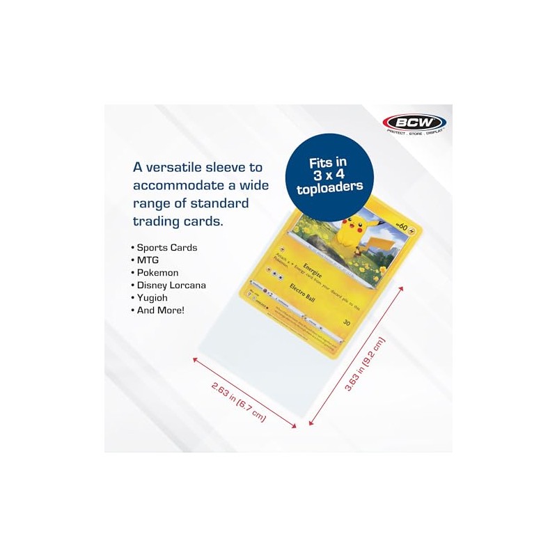 BCW Card Sleeves, 2 5/8 x 3 5/8"