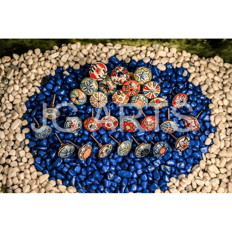 JGARTS 20 X Mix Vintage Look Flower Ceramic Knobs Door