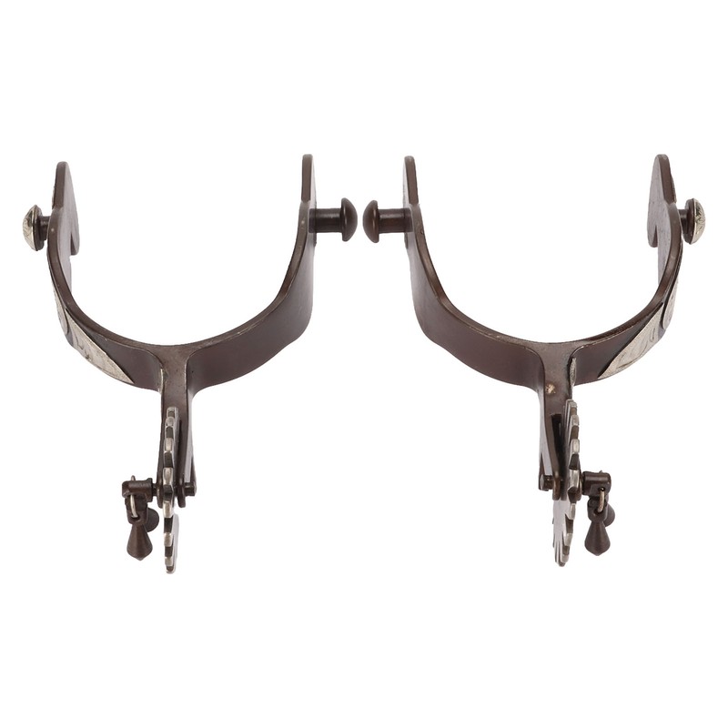 1 Pair Western Cowboy Spurs Carbon Steel Retro Floral Carving