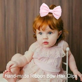 ZOLYCO 4.5 Inches Hair Bows for Women Girls Thick Ribbon Boutique Alligator Clips Hair Accessories for Older Kids Children Young Girls 2 Pcs (Light Pink)