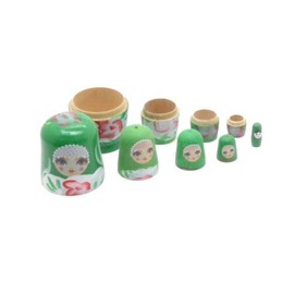 Russian Dolls Floral Green Decorative Hand Painted Matryoshka Doll Stackable Dolls 5 Piece Figure Set