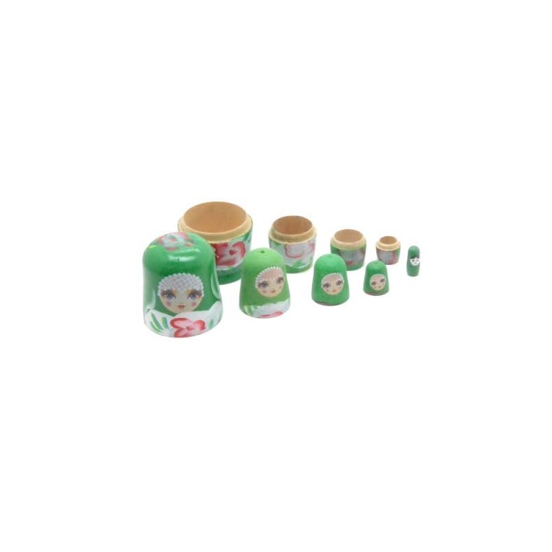 Russian Dolls Floral Green Decorative Hand Painted Matryoshka Doll Stackable