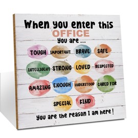 Inspirational Therapy Office Wood Sign Desk Decor Mental Health School Counselor Office Decor Sign Cubicle Decor Plaque with Metal Holder Rustic Home Table Shelf Psychologist Therapist Coworker Gift