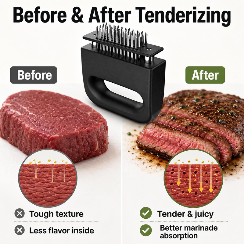 48-Blade Stainless Steel Meat Tenderizer Tool – Heavy Duty Handheld