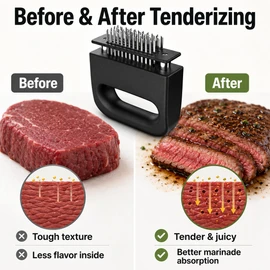 48-Blade Stainless Steel Meat Tenderizer Tool – Heavy Duty Handheld Meat Mallet for Fast Tenderizing, Marinades, BBQ & Kitchen Cooking Prep