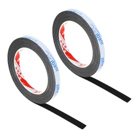 PATIKIL 3/8" W x 3/64" T x 16.4Ft EVA Single Sided Foam Tape, 2Pcs Multipurpose Sealing Strip Foam Waterproof Weather Stripping Foam Sealing Foam Strips with Adhesive for Door, Black