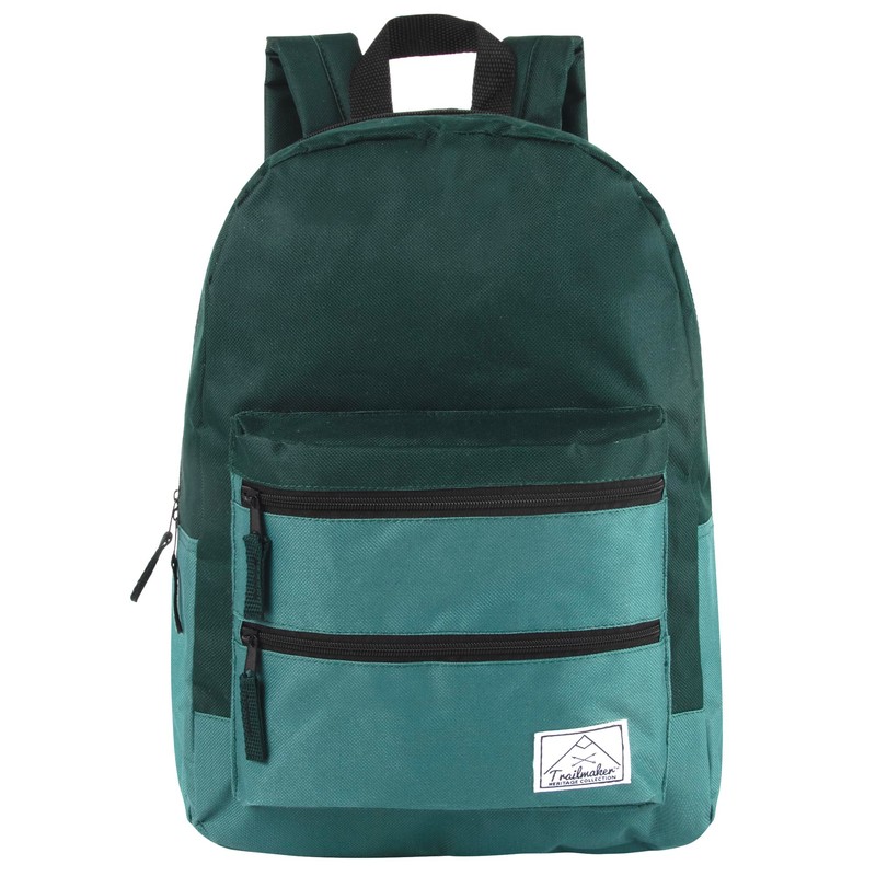 Multi Pocket Multicolor Backpack with Adjustable Padded Straps (Forest)